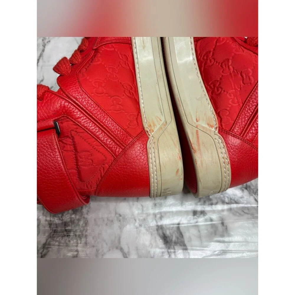 Gucci men's Guccissima dusk red Top sneakers shoes 9 G